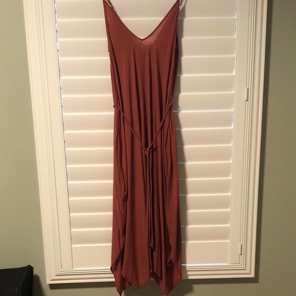 Elan Asymmetrical Terracotta Dress